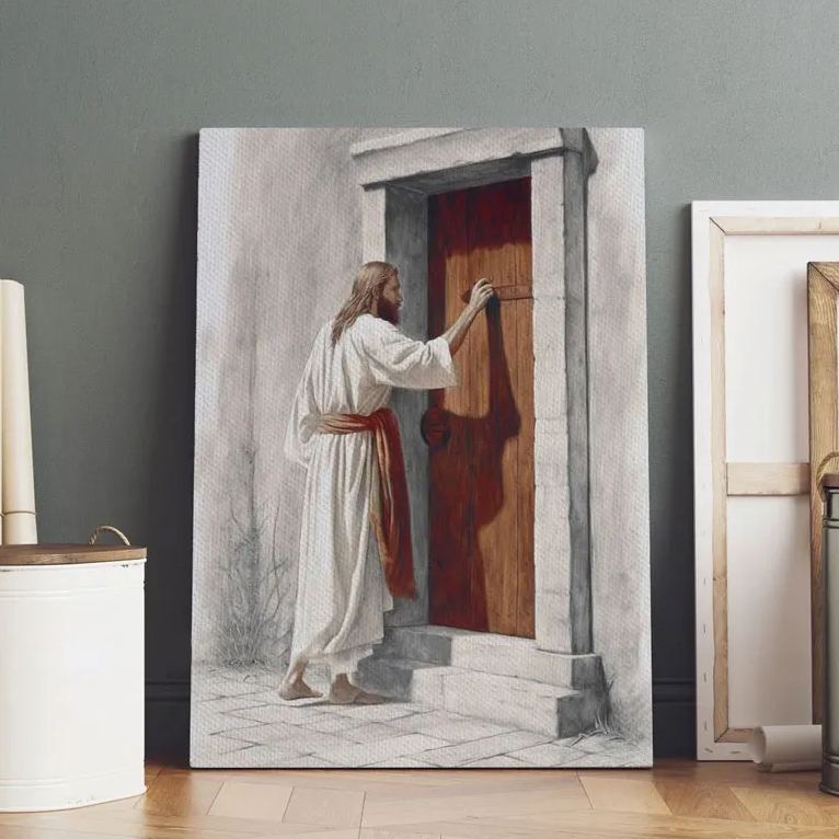 Jesus Knocks The Door Christian Canvas Wall Art
