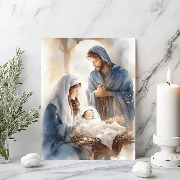 Nativity Scene Christian Canvas Wall Art