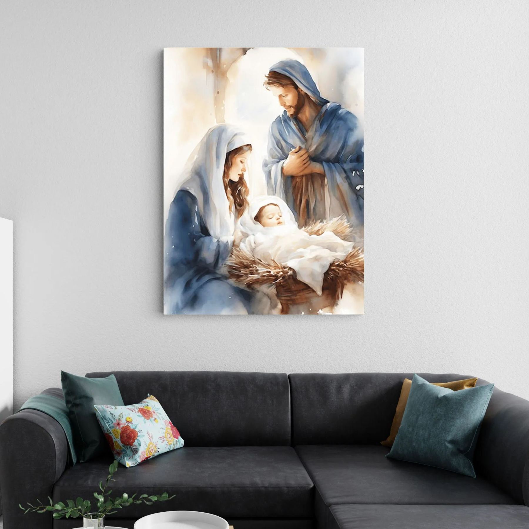 Nativity Scene Christian Canvas Wall Art
