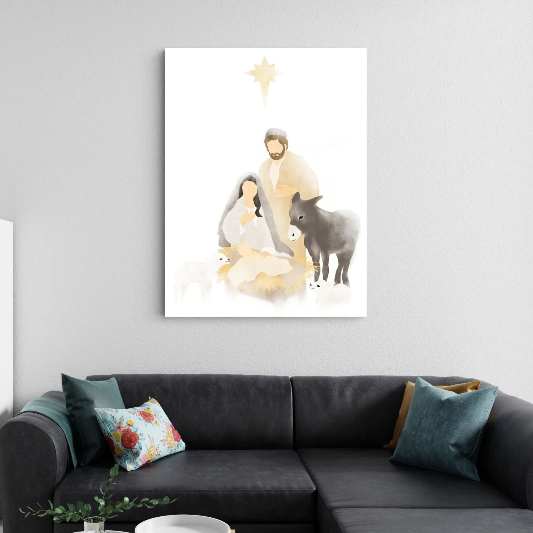 Nativity Scene Christian Canvas Wall Art