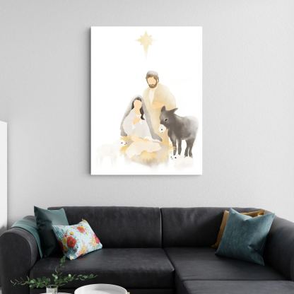 Nativity Scene Christian Canvas Wall Art