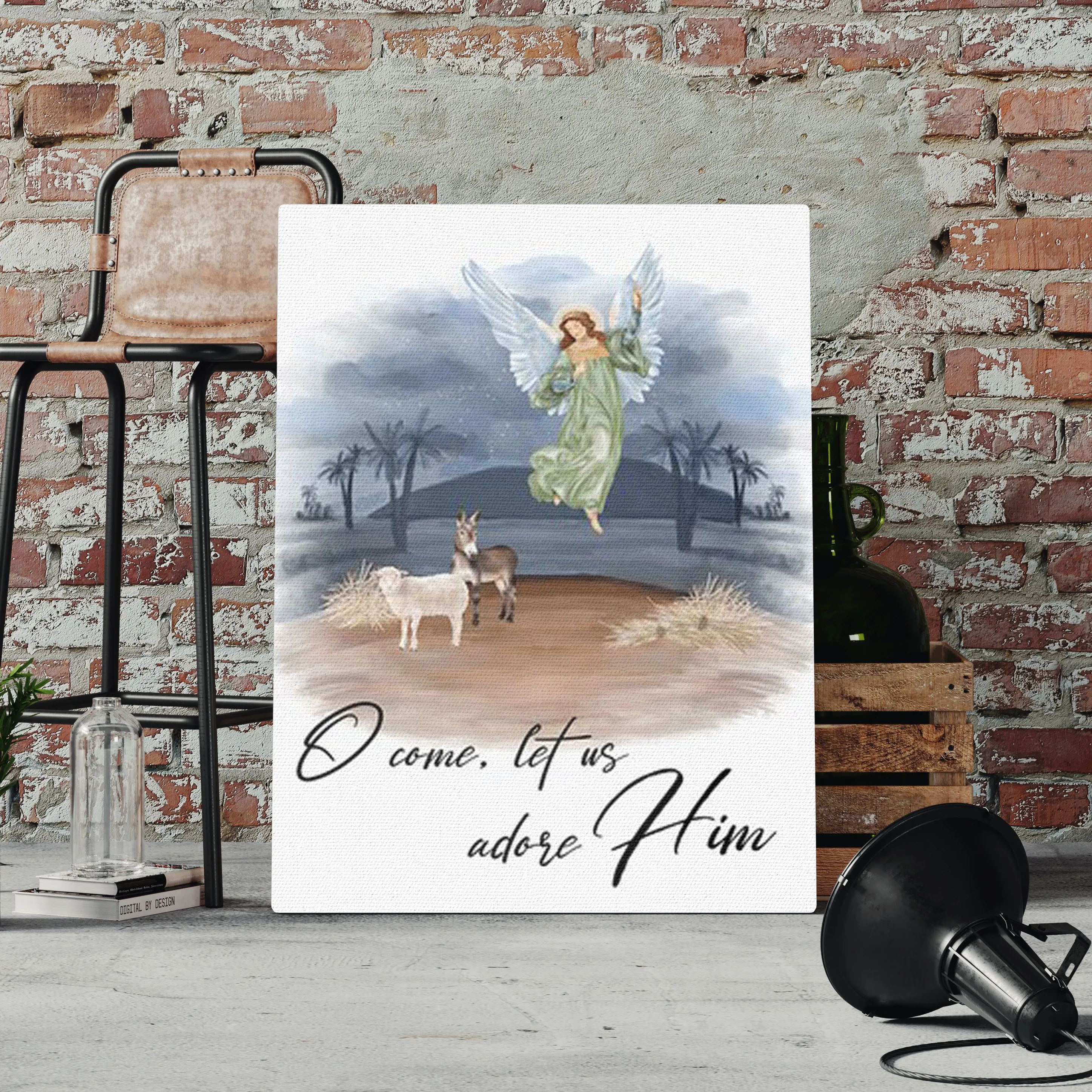 O Come Let Us Adore Him Christian Canvas Wall Art