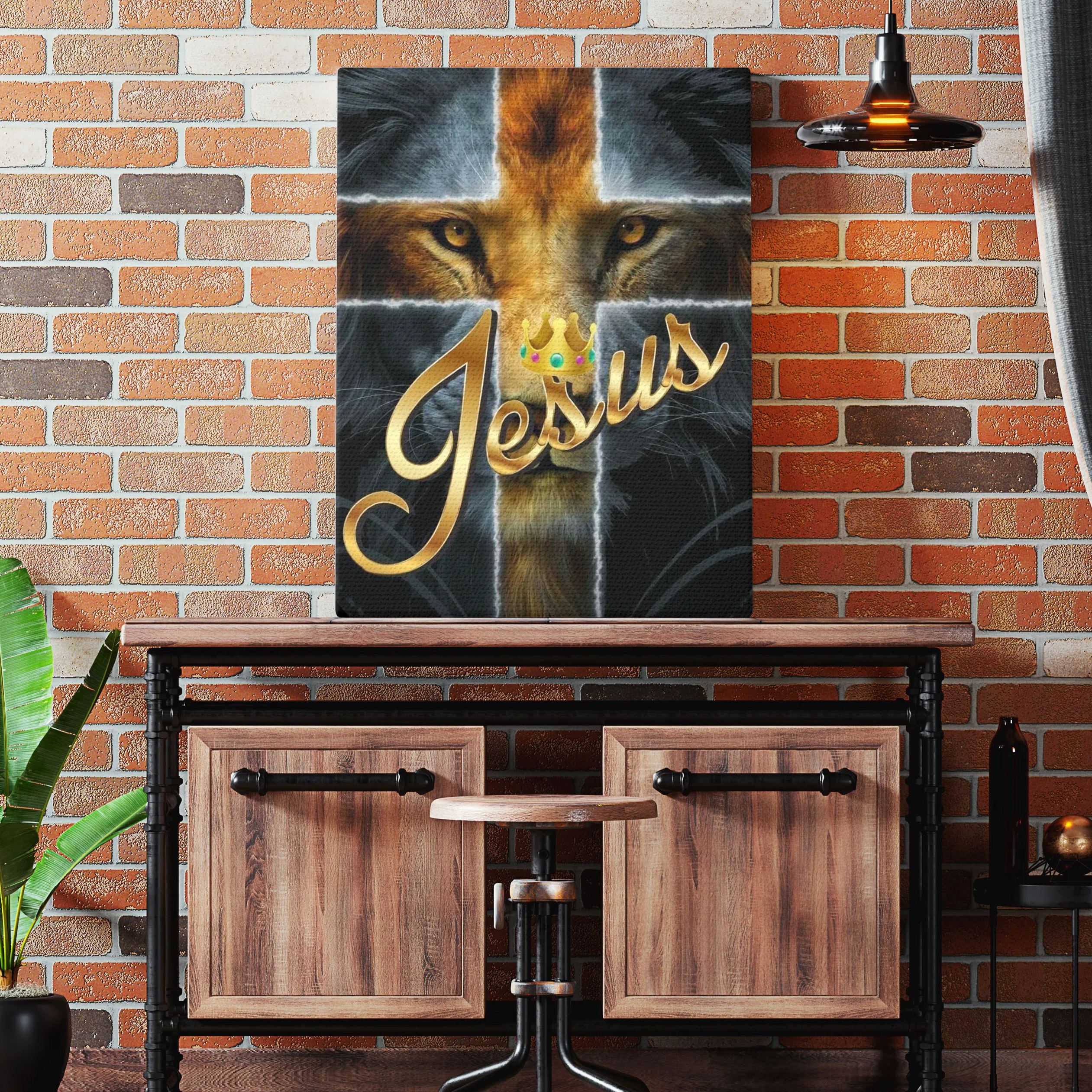 Jesus And Lion Christian Canvas Wall Art
