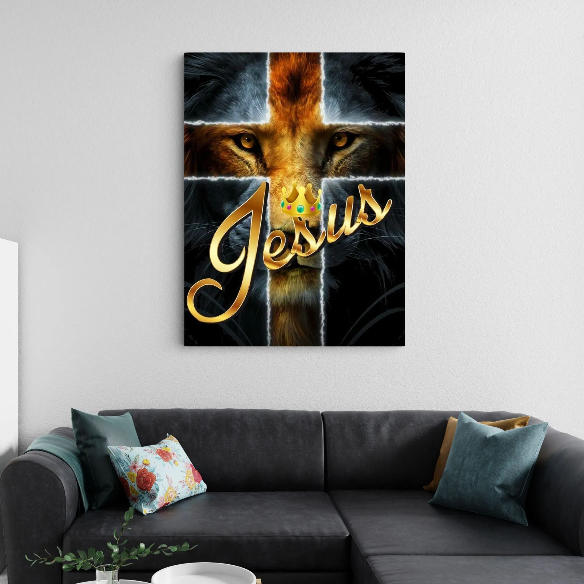 Jesus And Lion Christian Canvas Wall Art
