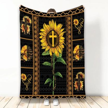 Sunflower And Jesus Cross Christian Blanket