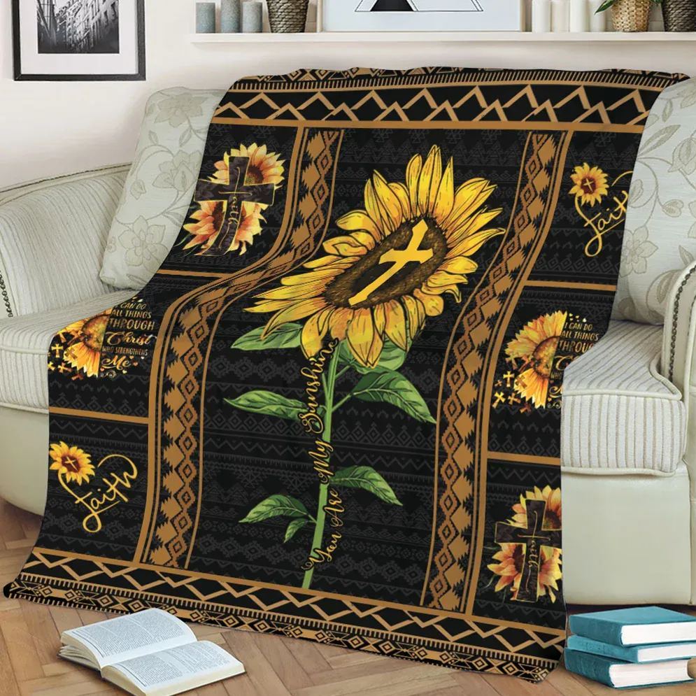 Sunflower And Jesus Cross Christian Blanket
