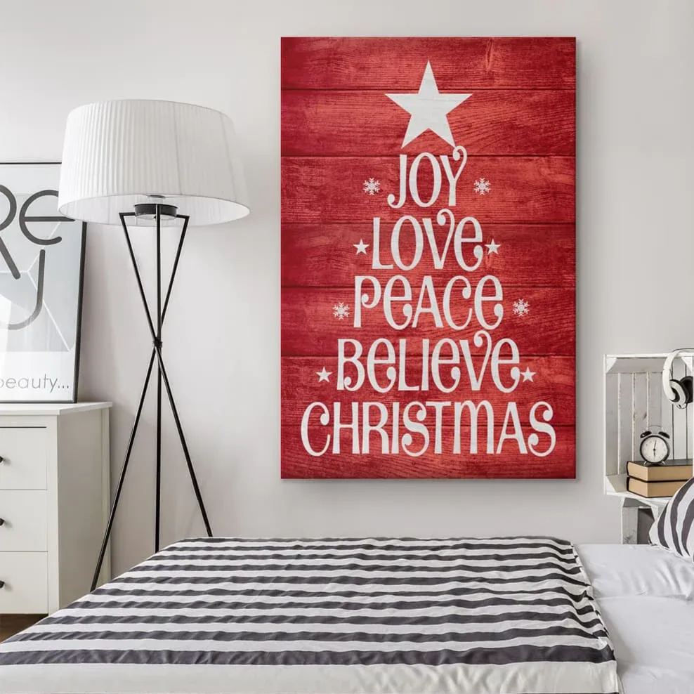 Joy Love Peace Believe Canvas Christmas Wall Art