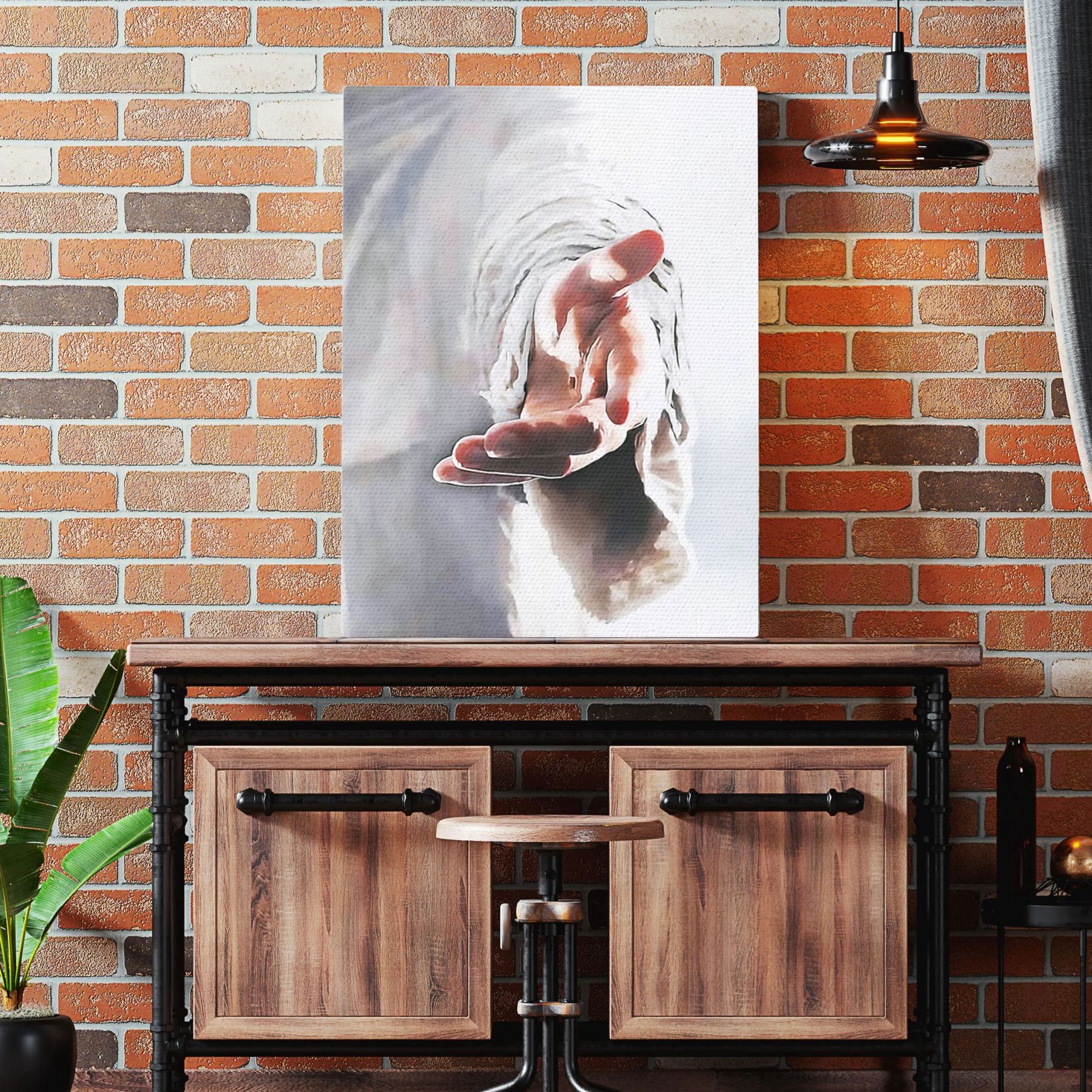 Jesus Reaching Out From Heaven Canvas Wall Art