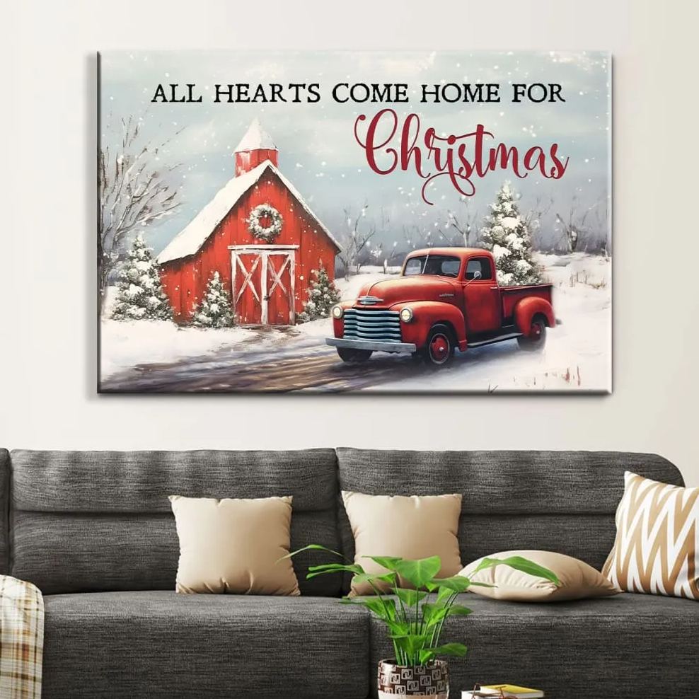 All Hearts Come Home For Christmas Christian Canvas Wall Art