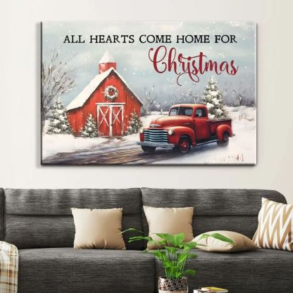 All Hearts Come Home For Christmas Christian Canvas Wall Art