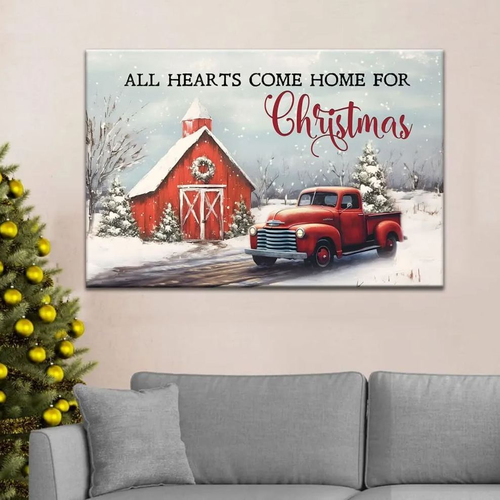 All Hearts Come Home For Christmas Christian Canvas Wall Art