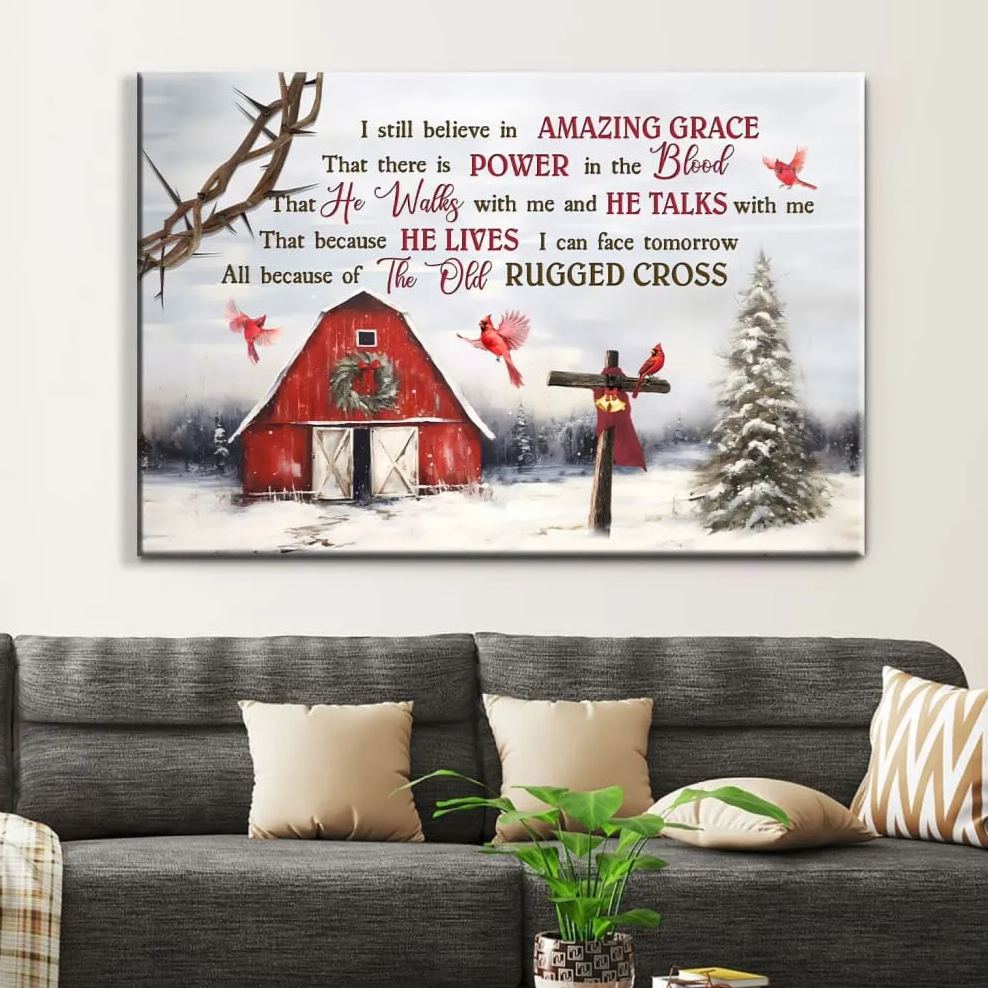 I Still Believe In Amazing Grace Christian Christmas Canvas Wall Art