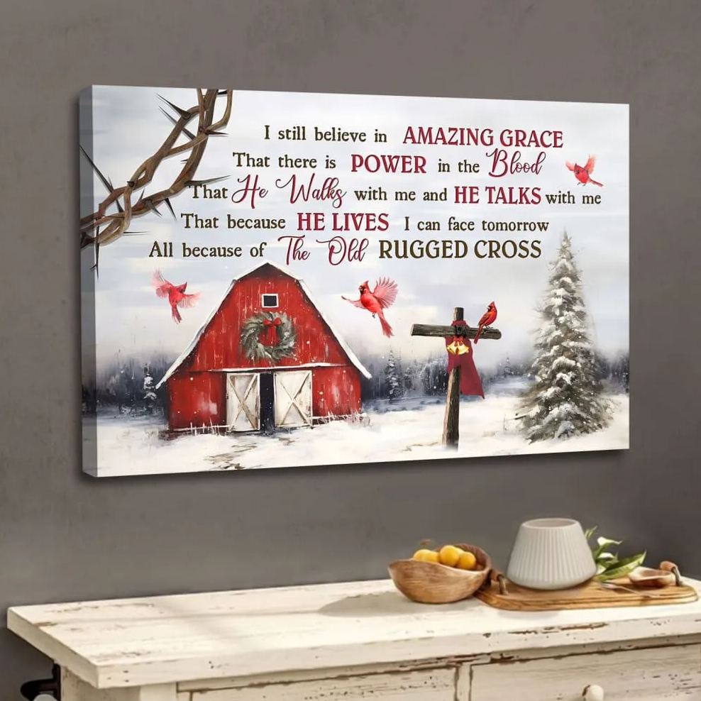 I Still Believe In Amazing Grace Christian Christmas Canvas Wall Art