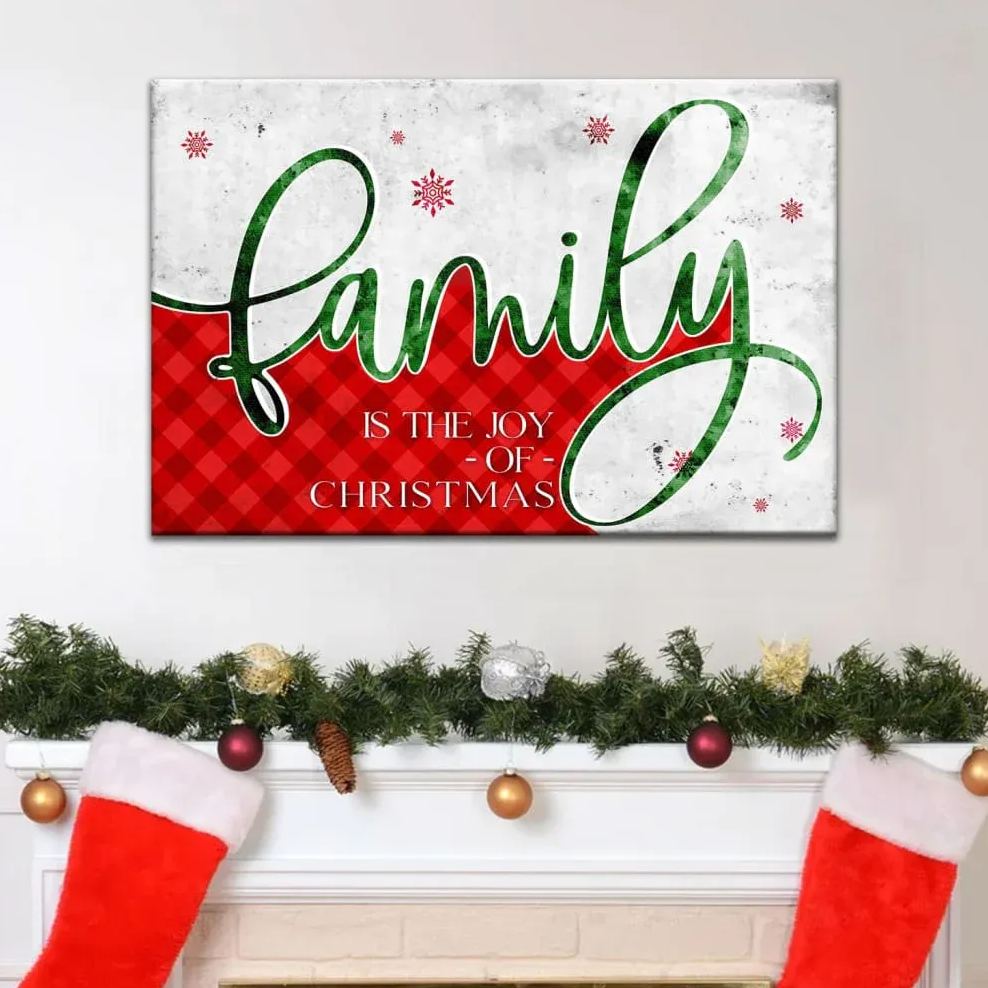 Family Is The Joy Of Christmas Canvas Wall Art