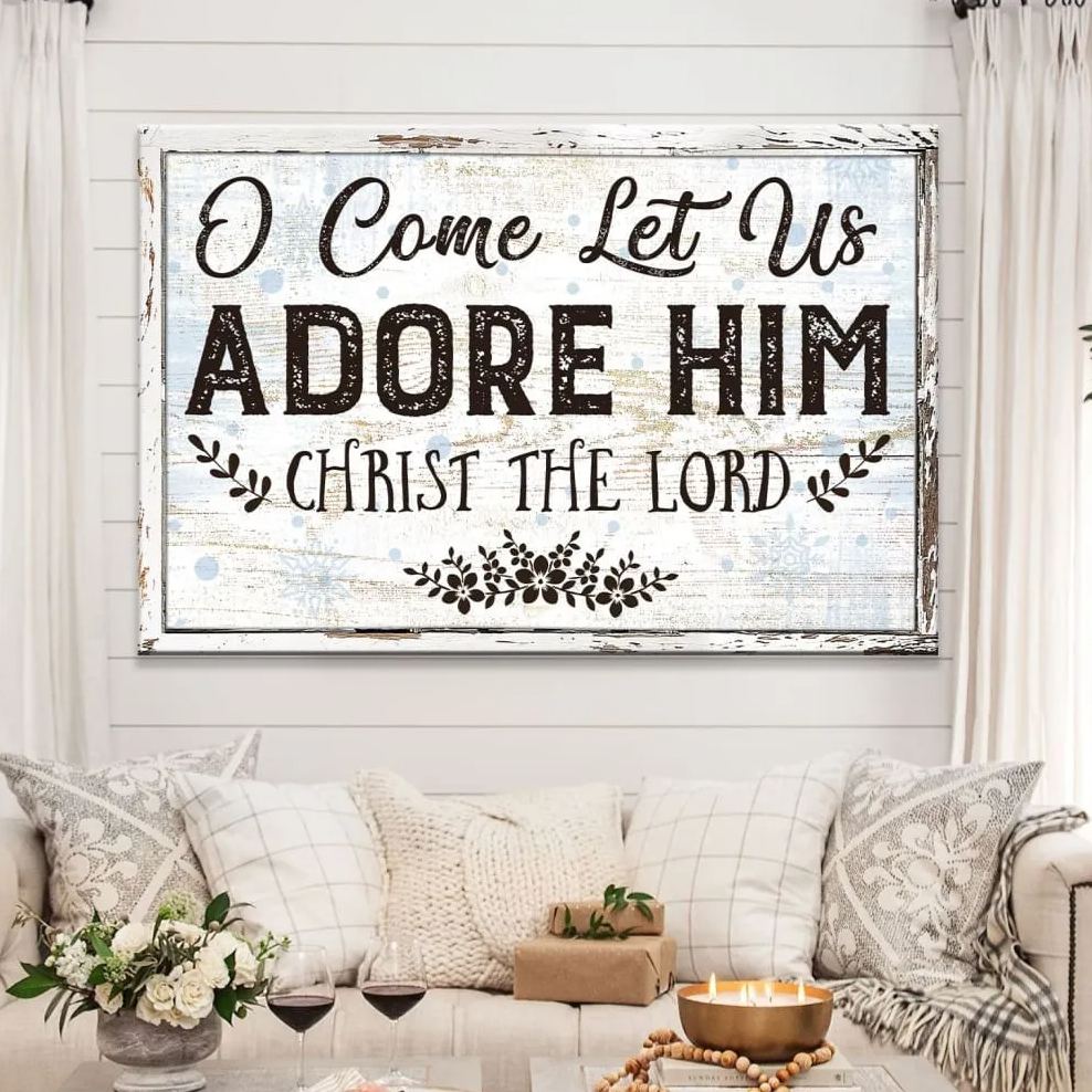 O Come Let Us Adore Him Christmas Canvas Canvas Wall Art