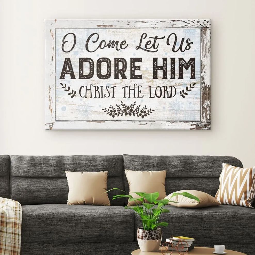 O Come Let Us Adore Him Christmas Canvas Canvas Wall Art