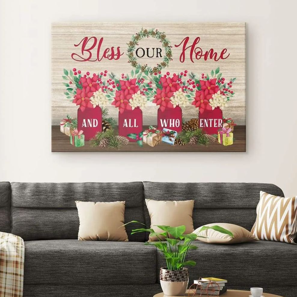 Bless Our Home And All Who Enter Canvas Wall Art