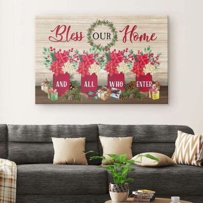 Bless Our Home And All Who Enter Canvas Wall Art