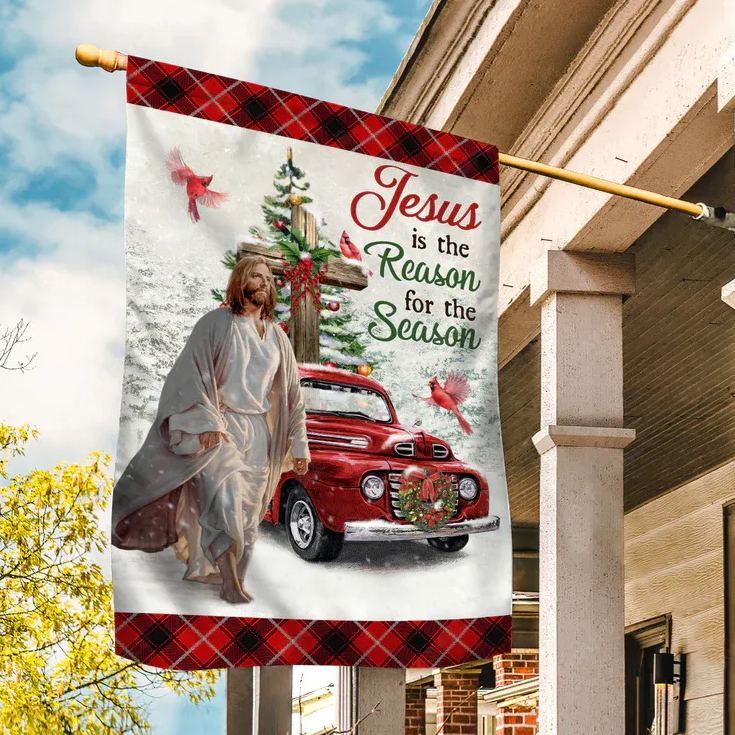 Jesus is The Reason For The Season Christmas Christian Flag