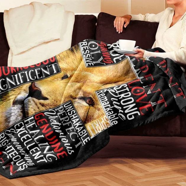 Jesus Cross And Lion Christian Blanket