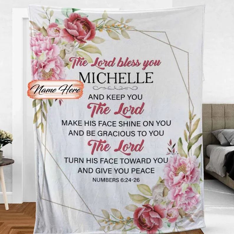 Personalized The Lord Bless You Christian Bible Verse Blanket