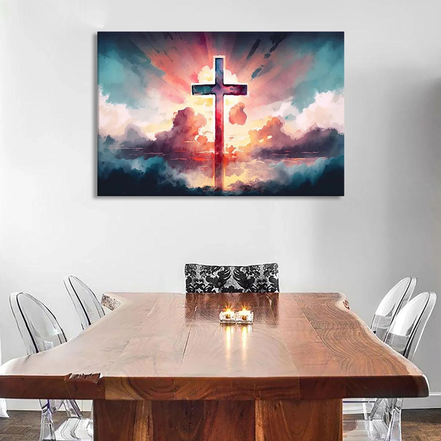 Christian Easter Cross Religious Canvas Wall Art