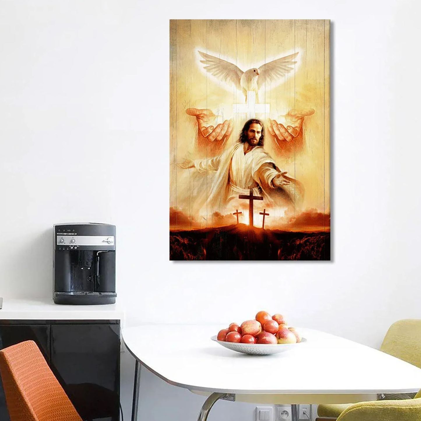 Beautiful Dove Pray For Healing Jesus's Hand Cross Canvas Wall Art