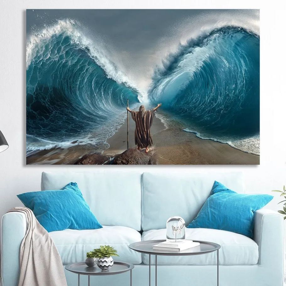 Moses Parted The Sea Christian Canvas Wall Art