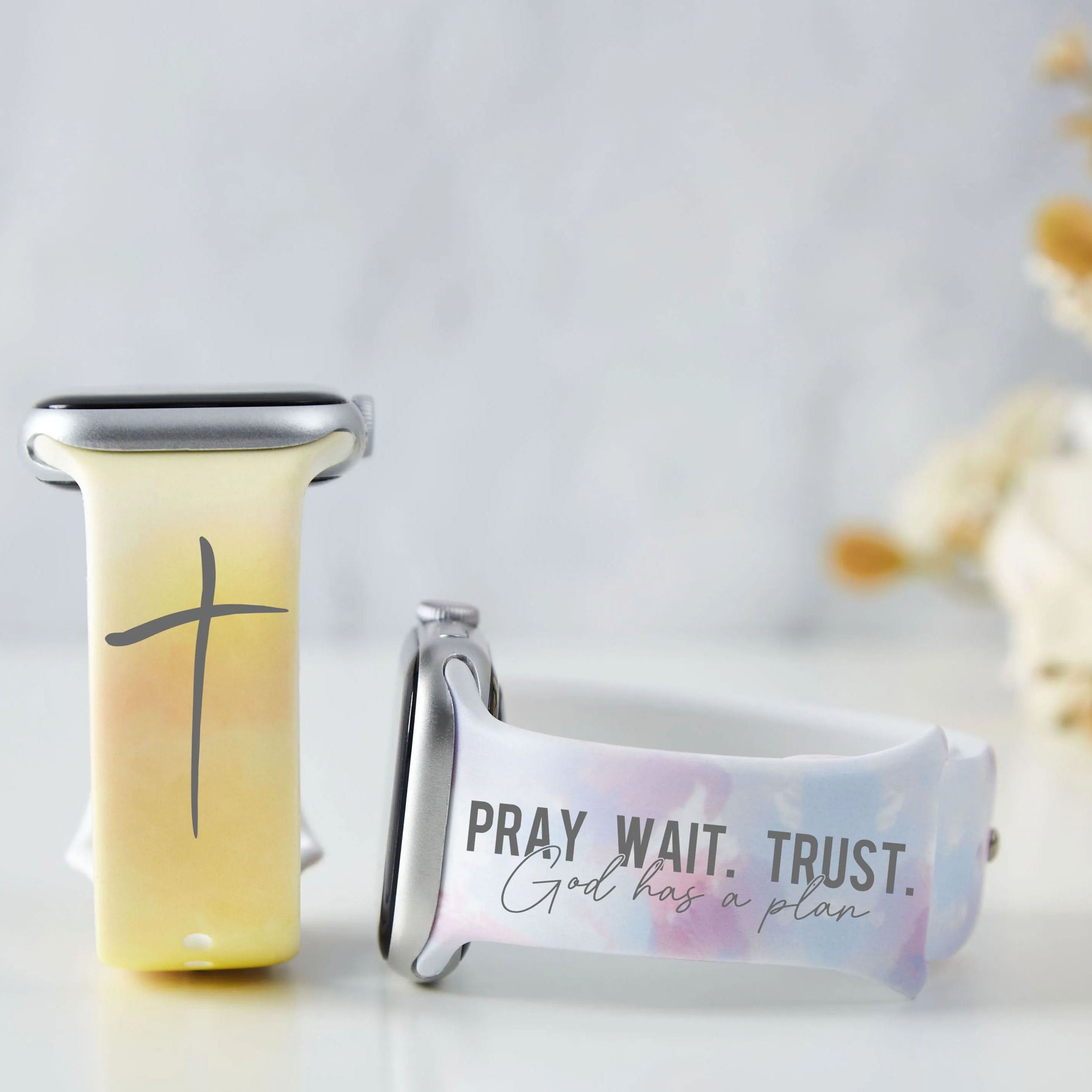Pray Wait Trust Tie Dye Christian Watch Band