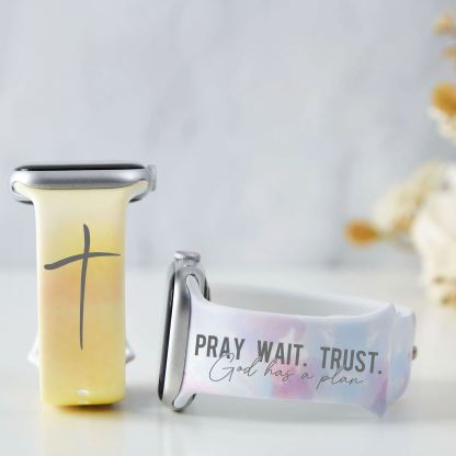 Pray Wait Trust Tie Dye Christian Watch Band