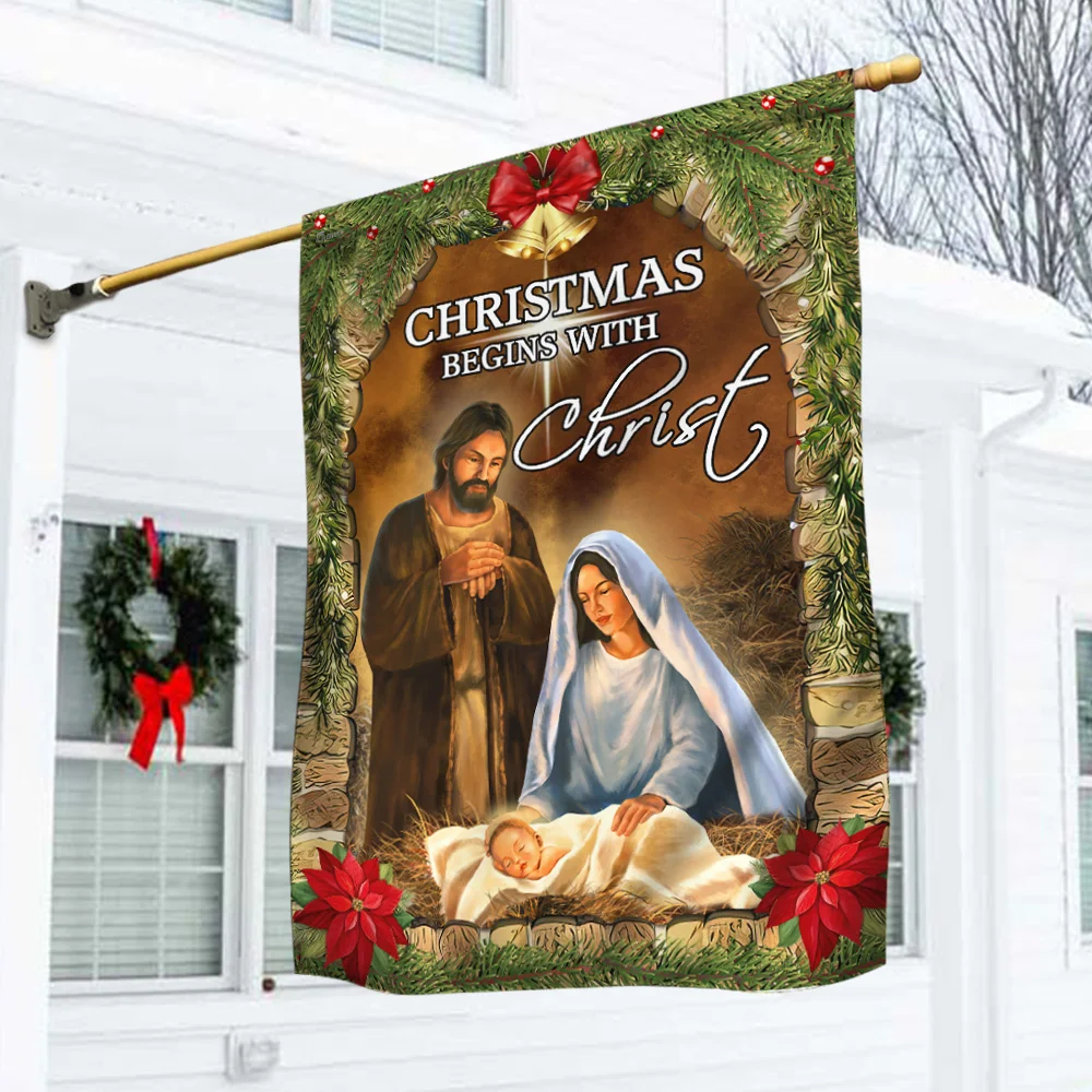 Christmas Begins With Christ Flag