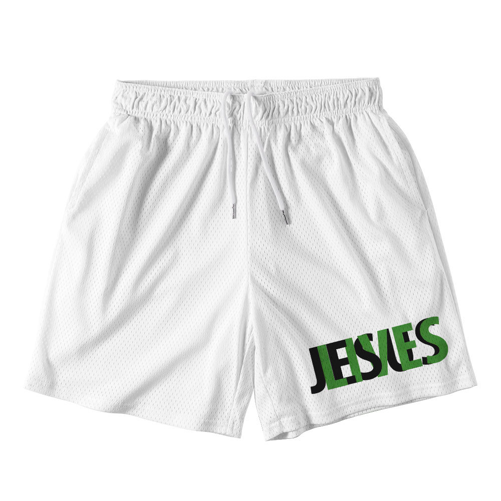 Jesus Saves White Christian Mesh Shorts