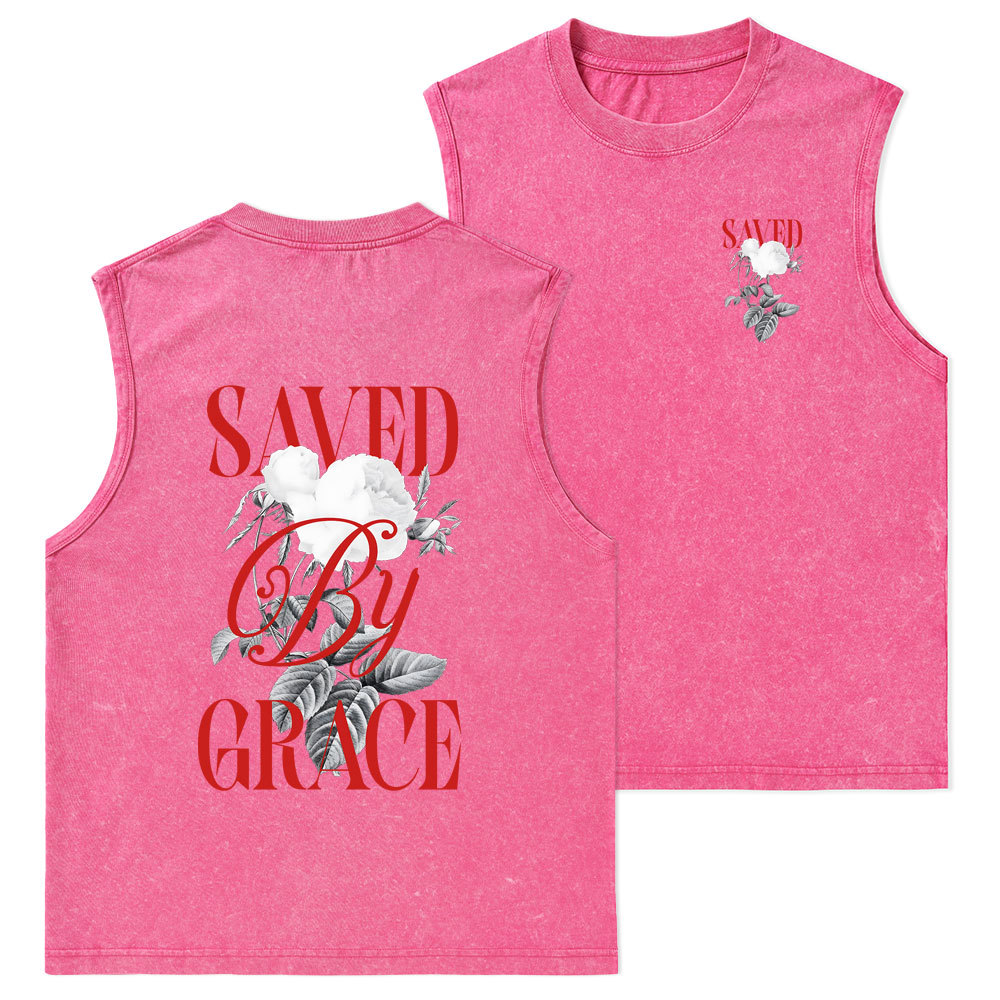 Saved By Grace Christian Washed Tank Top