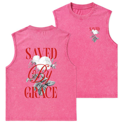 Saved By Grace Christian Washed Tank Top