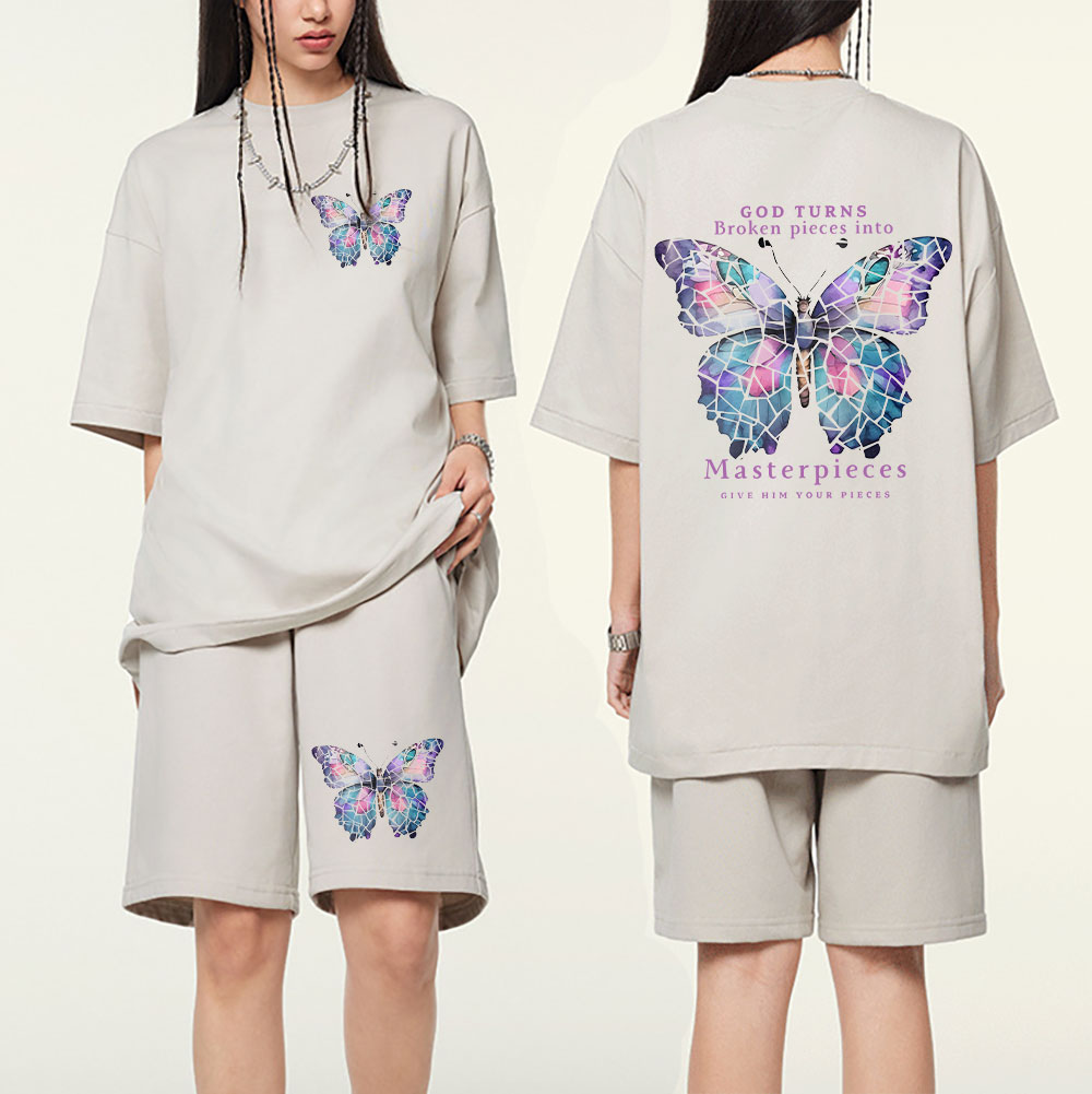 God Turns Broken Pieces Into Masterpieces Christian Washed T-Shirt & Shorts