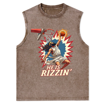 He Is Rizzen Jesus Christian Washed Tank Top