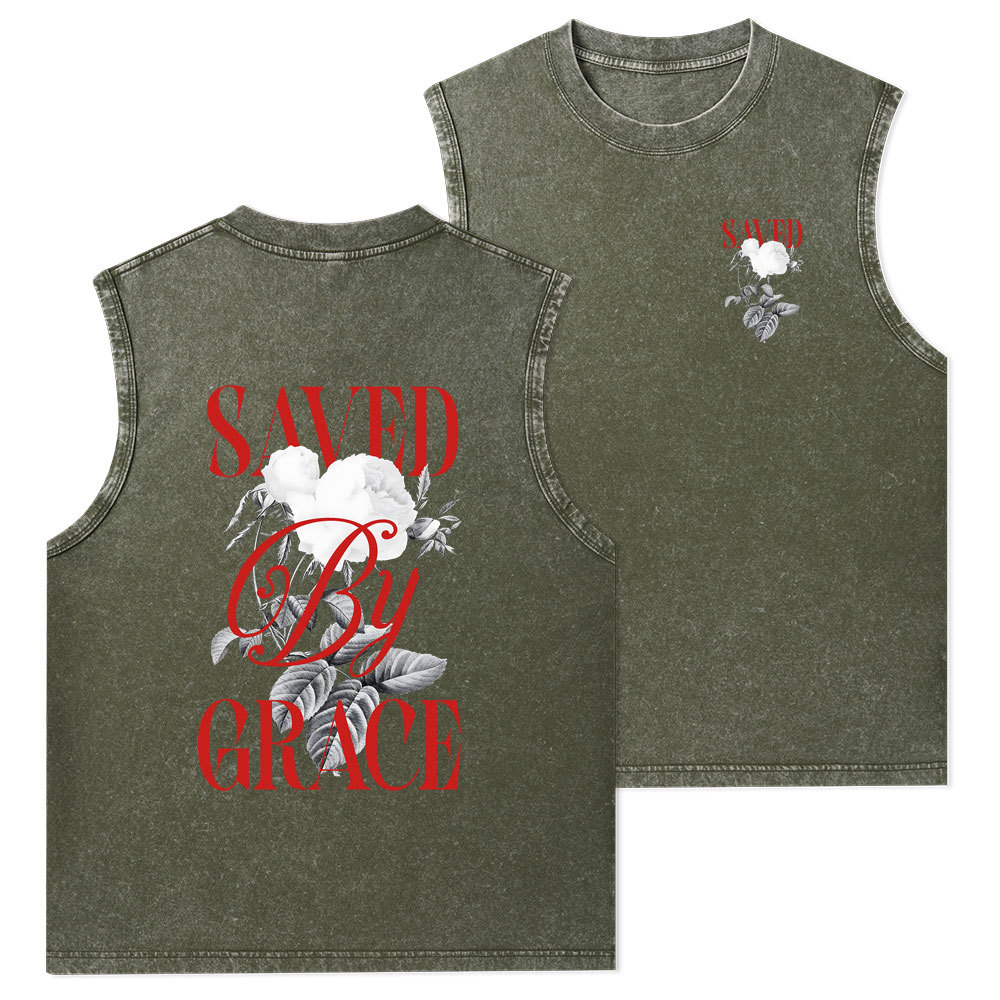 Saved By Grace Christian Washed Tank Top