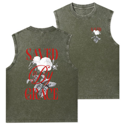 Saved By Grace Christian Washed Tank Top