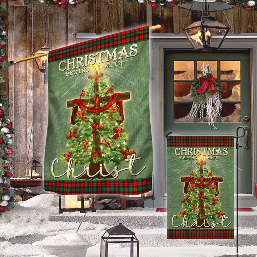 Christmas Begins With Christ Christian Flag