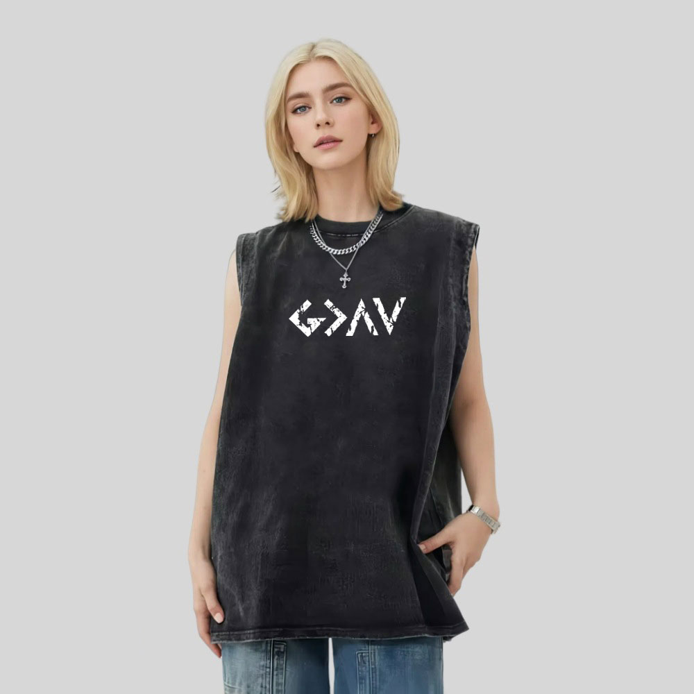 God Is Greater Christian Washed Tank Top