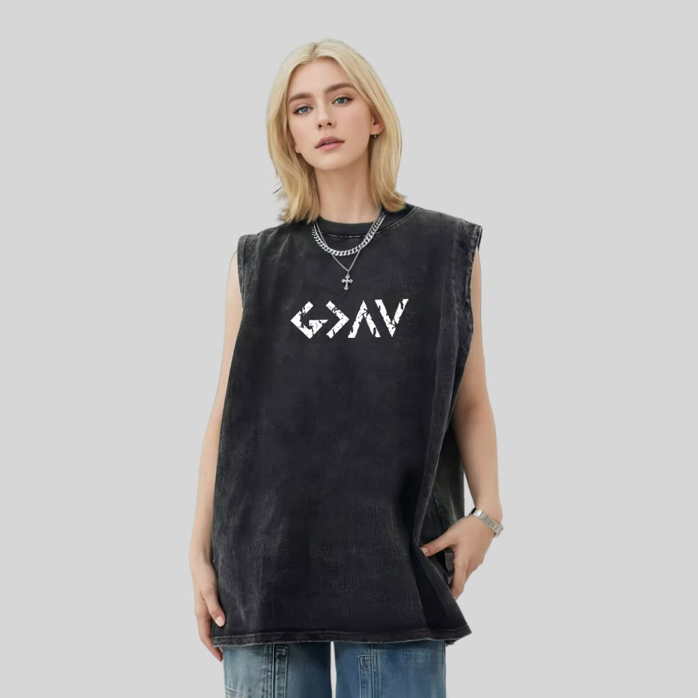 God Is Greater Christian Washed Tank Top