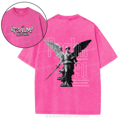 For He Will Order His Angels To Protect You Christian Washed T-Shirt