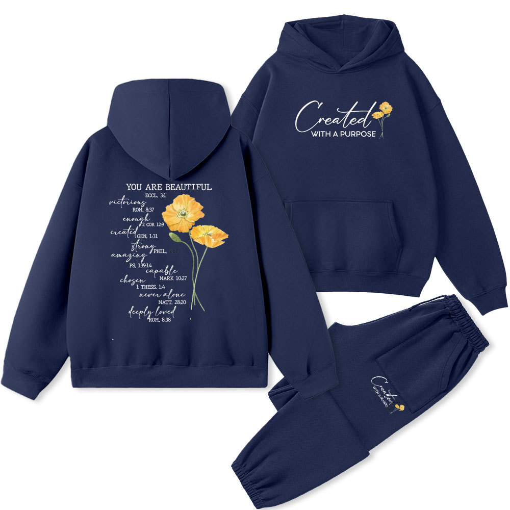 Created With Purpose lChristian Premium Fleece Hoodie Set