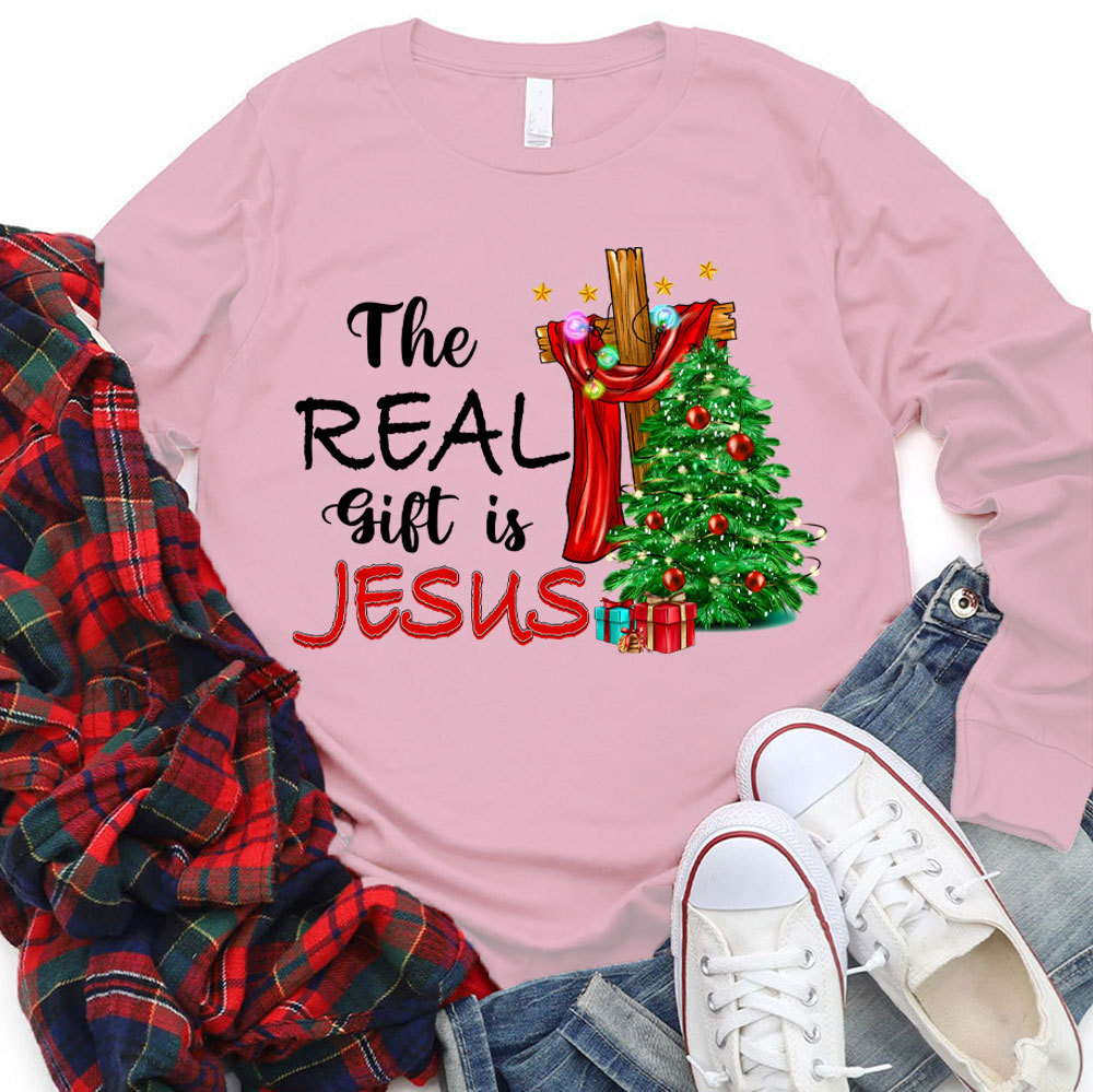 The Real Gift Is Jesus Christian Long Sleeve T-Shirt