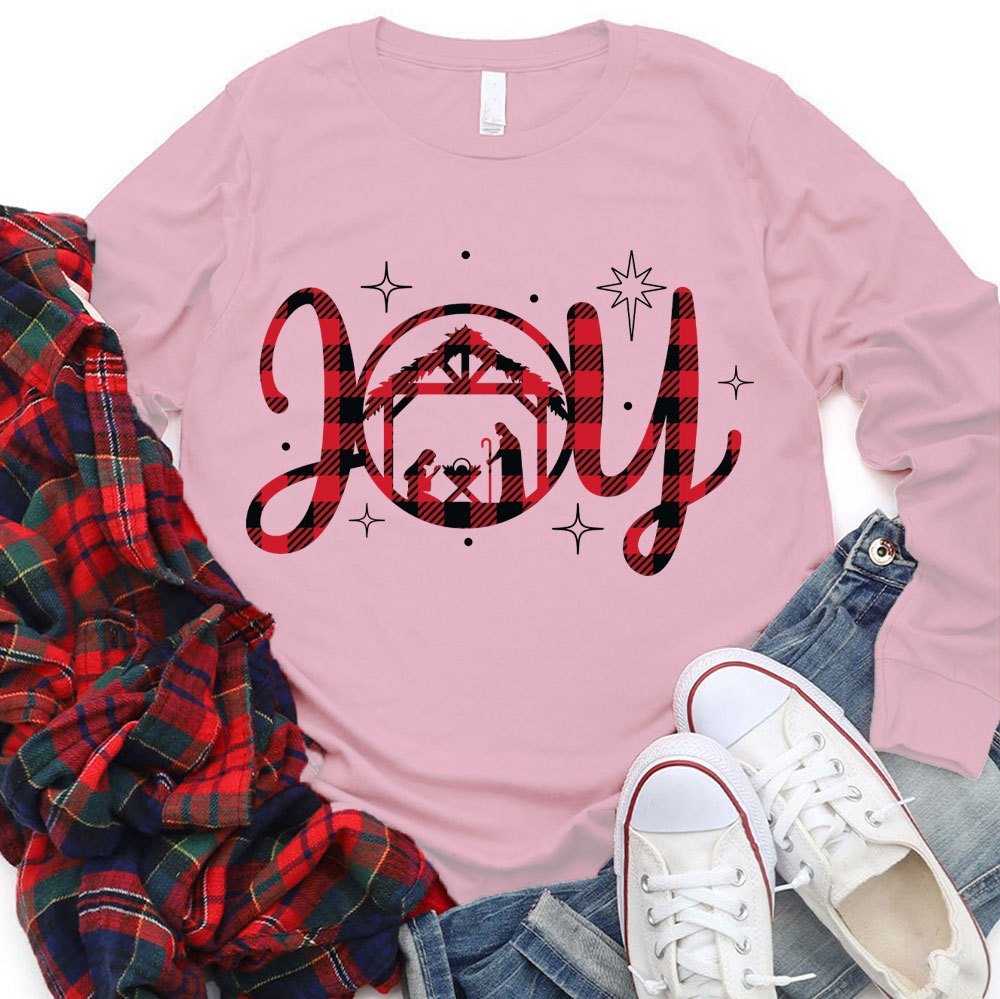 Nativity Scene Joy Christmas Long Sleeve T-Shirt