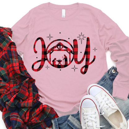 Nativity Scene Joy Christmas Long Sleeve T-Shirt