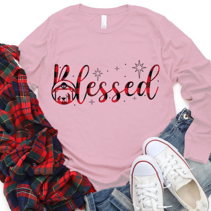 Nativity Scene Blessed Christmas Christian Long Sleeve T-Shirt