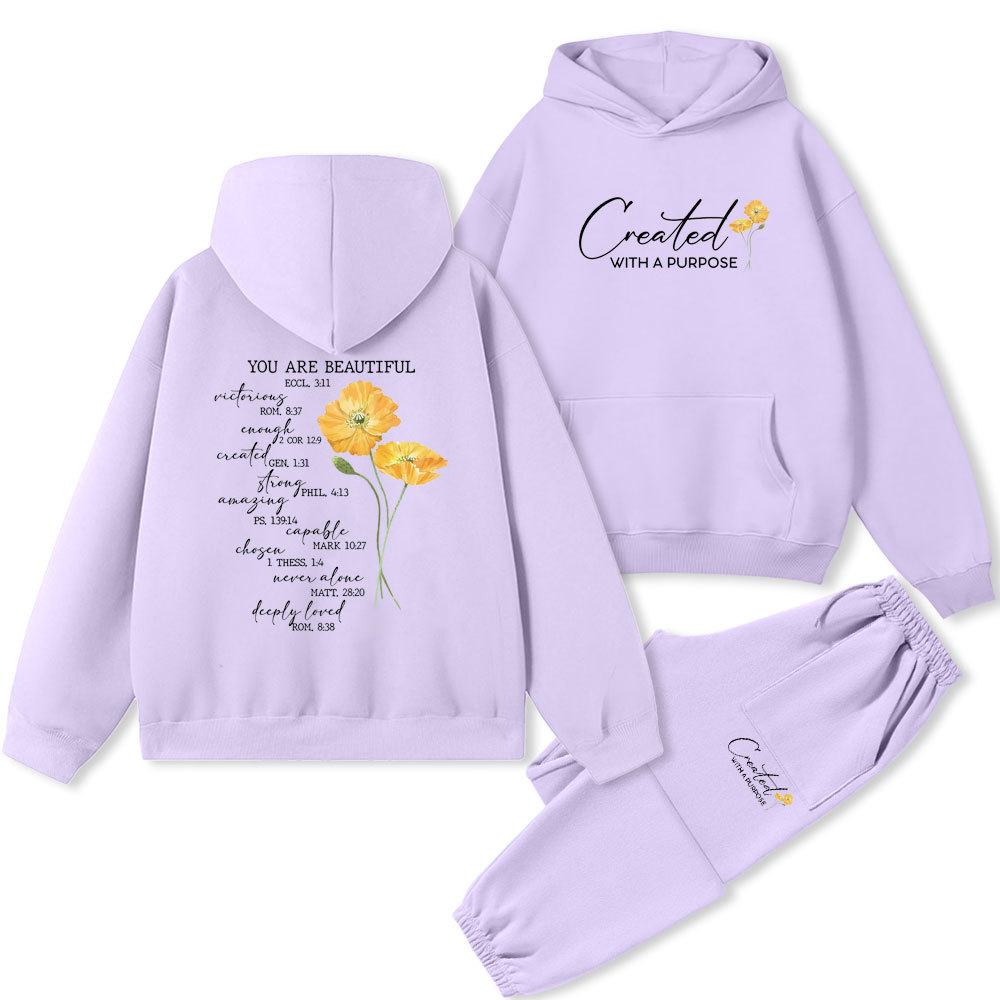 Created With Purpose lChristian Premium Fleece Hoodie Set