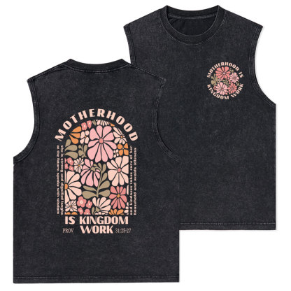 Motherhood Is Kingdom Work Christian Washed Tank Top