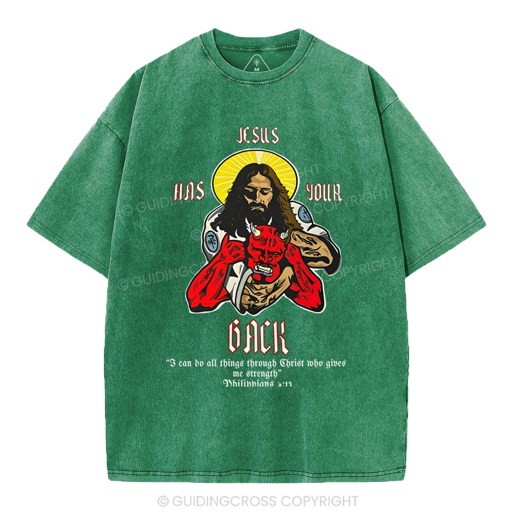Jesus Has Your Back Christian Washed T-Shirt